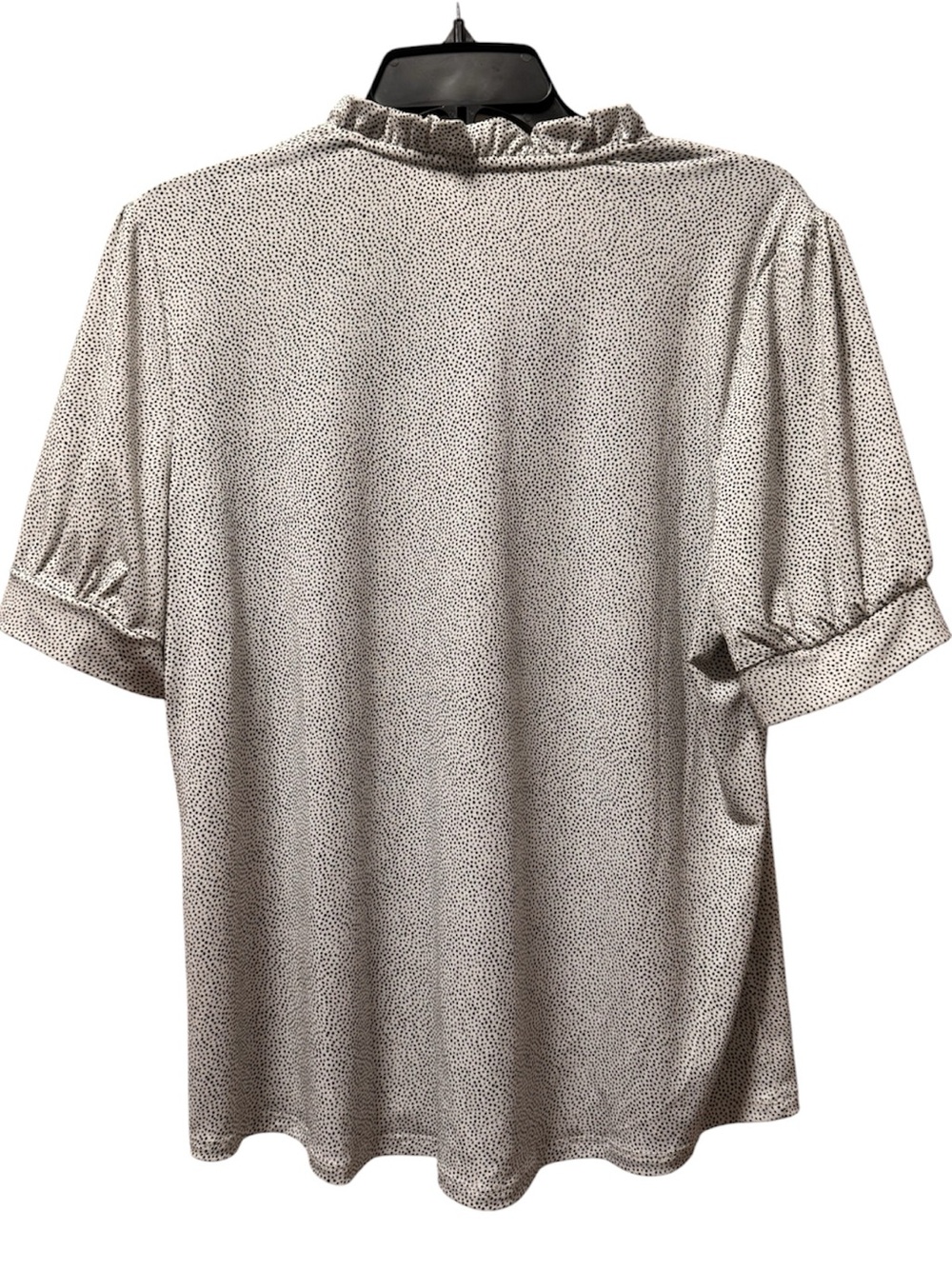 Adrianna Papell Ruffle Tie Neck Micro Dot Blouse Gray Black L - Picture 3 of 5